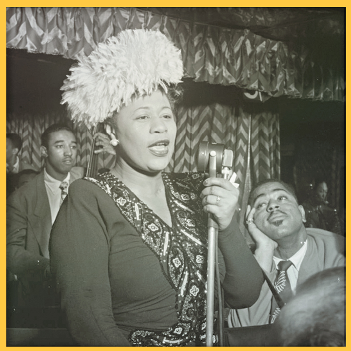 Gottlieb, W. P. (1947) Portrait of Ella Fitzgerald, Dizzy Gillespie, Ray Brown, Milt Milton Jackson, and Timmie Rosenkrantz, Downbeat, New York, N.Y., ca. Sept. United States, 1947. , Monographic. [Photograph] Retrieved from the Library of Congress
