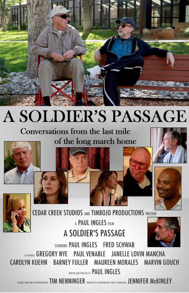 A Soldier's Passage movie poster. Tagline reads "Conversations from the last mile of the long ride home"