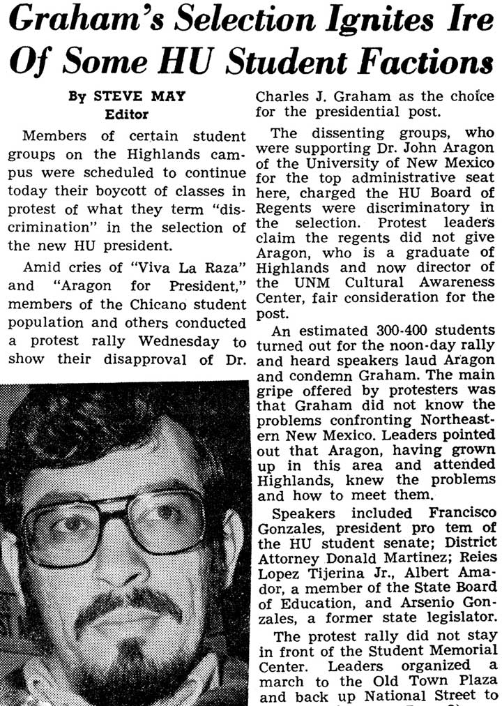 Newspaper Clipping with headline "Graham's Selection Ignites Ire Of Some HU Student Factions"