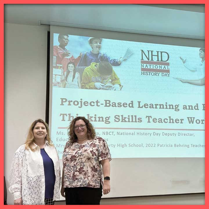 Educators Amy Page and Lynn O'Hara at a NHD teacher workshop